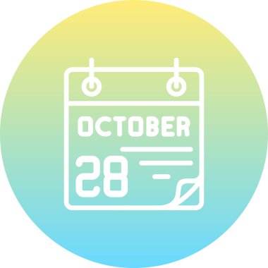 28 Ekim takvim simgesi, vektör illüstrasyonu                