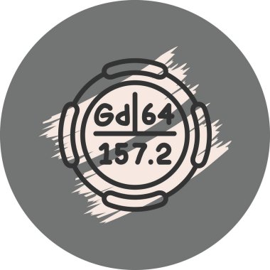 Gadolinium sembolü, periyodik tablonun kimyasal elementi, vektör simgesi