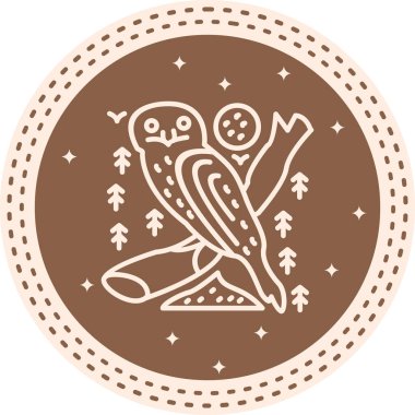 Tawny Frogmouth ikon vektör illüstrasyon tasarımı