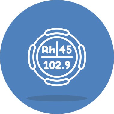 Rodyum sembolü, periyodik tablonun kimyasal elementi, vektör simgesi