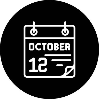 12 Ekim takvim simgesi, vektör illüstrasyonu                