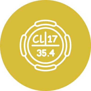 Klor sembolü, periyodik tablonun kimyasal elementi, vektör simgesi