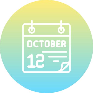 12 Ekim takvim simgesi, vektör illüstrasyonu                