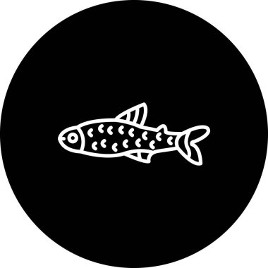 Siyah Neon Tetra web simgesi, vektör illüstrasyonu