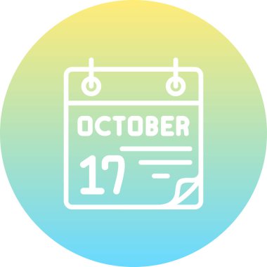 17 Ekim takvim simgesi, vektör illüstrasyonu                