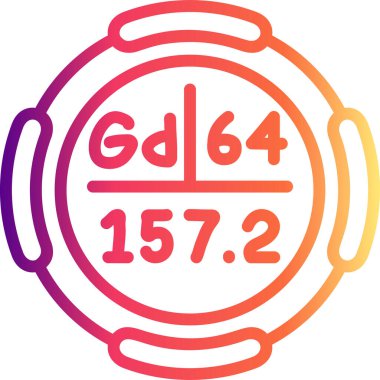 Gadolinium sembolü, periyodik tablonun kimyasal elementi, vektör simgesi