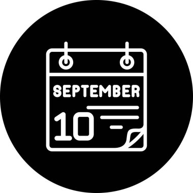 10 Eylül takvim simgesi, vektör illüstrasyonu          