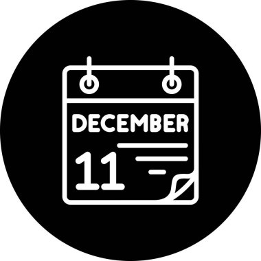 11 Aralık takvim simgesi, basit biçim vektör illüstrasyonu           