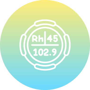 Rodyum sembolü, periyodik tablonun kimyasal elementi, vektör simgesi