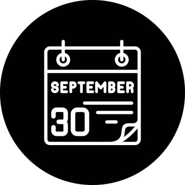 30 Eylül takvim simgesi, vektör illüstrasyonu          