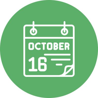 16 Ekim takvim simgesi, vektör illüstrasyonu                