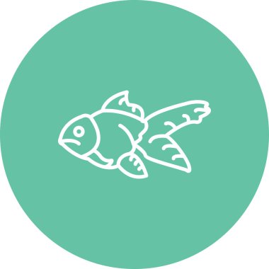 Basit bir çizim, suda yüzen tek bir Japon balığını resmediyor.