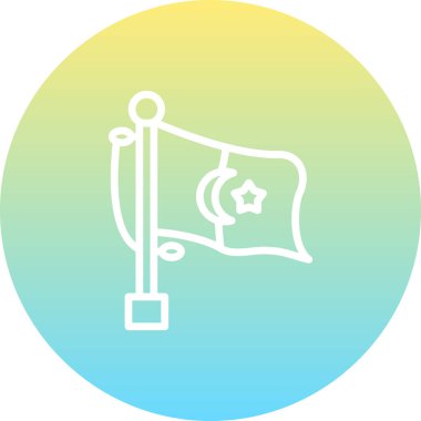 Cezayir bayrağı. Merkezi hilal şeklinde bir bayrak direği ve ışık eğimli bir arkaplanda bir yıldız sergilenir..