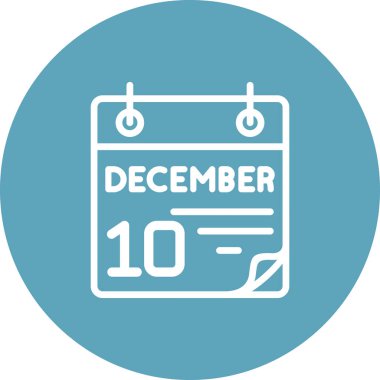 10 Aralık takvim simgesi, basit biçim vektör illüstrasyonu           