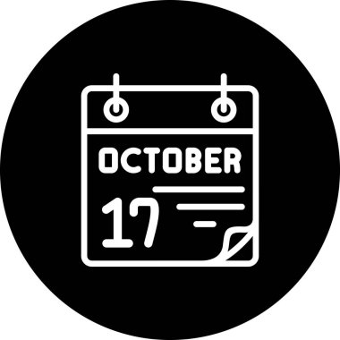 17 Ekim takvim simgesi, vektör illüstrasyonu                