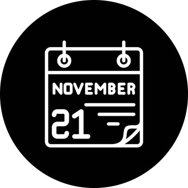 21 Kasım takvim simgesi, vektör illüstrasyonu           