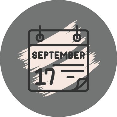 17 Eylül takvim simgesi, vektör illüstrasyonu          