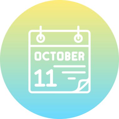 11 Ekim takvim simgesi, vektör illüstrasyonu                