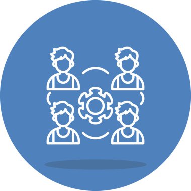 Dairesel simge insanların takım çalışmasını ve işbirliğini gösteriyor.