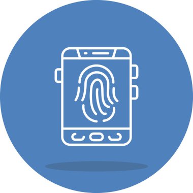 Akıllı telefon ikonu. Parmak izi, şifre işareti. Beyaz arkaplanda vektör simgesinin düz çizimi