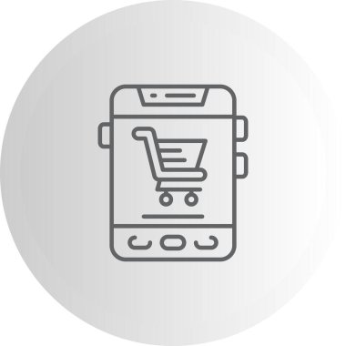 İnternetten alışveriş ikonu, taslak tarzı. Alışveriş Uygulaması