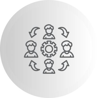 Takım çalışması sembolü, dişli simgeler tarafından temsil edilen bir grup insan.