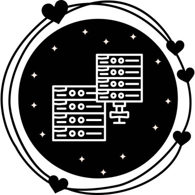 Sunucuların vektör illüstrasyonu ve teknoloji simgesi