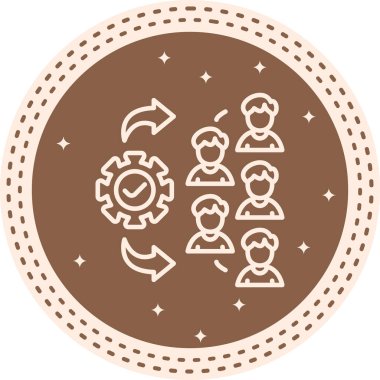 Takım çalışması sembolü, dişli simgeler tarafından temsil edilen bir grup insan.