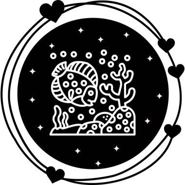 Balık ikonunun vektör çizimi. Disk