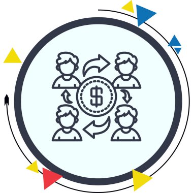 Para Dağıtım web simgesi vektör illüstrasyonu