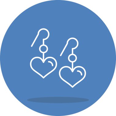 Askıda iki kalp şeklinde küpe bulunan minimalist çizgi simgesi.