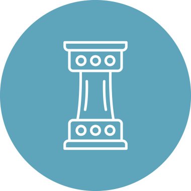 Dairesel dekoratif desenlere sahip tek bir mimari sütun kaidesinin minimalist çizgi simgesi.