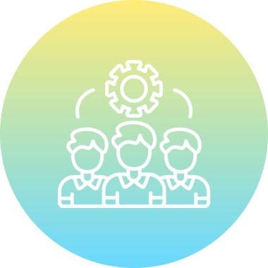 Takım çalışması sembolü, dişli simgeler tarafından temsil edilen bir grup insan.