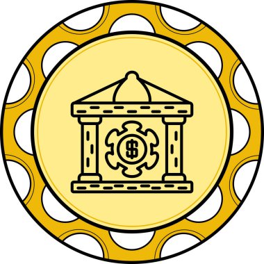 Banka binası simgesi, vektör illüstrasyonu basit tasarım