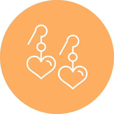 Askıda iki kalp şeklinde küpe bulunan minimalist çizgi simgesi.