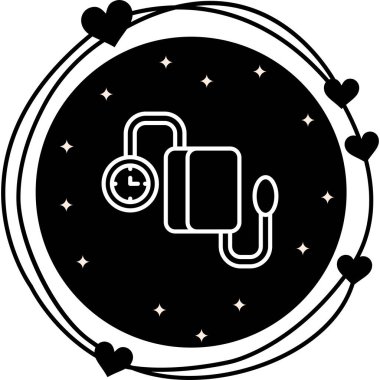 Bu tıbbi sphygmomanometre illüstrasyonu, bir kan basıncı monitörünün doğrusal tasarımını içeren uygulamalar veya web sayfaları için uygundur..