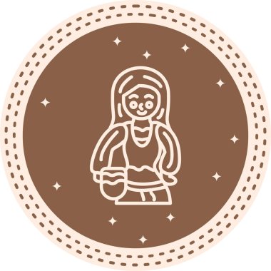 Ortaçağ kadın düz ikonu, vektör illüstrasyonu