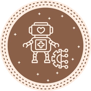 Robot çizgi simgesi, vektör illüstrasyonu