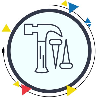 Modern Çekiç Hattı Simgesi Beyaz Arkaplanda İzole Edildi 