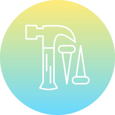 Modern Çekiç Hattı Simgesi Beyaz Arkaplanda İzole Edildi 