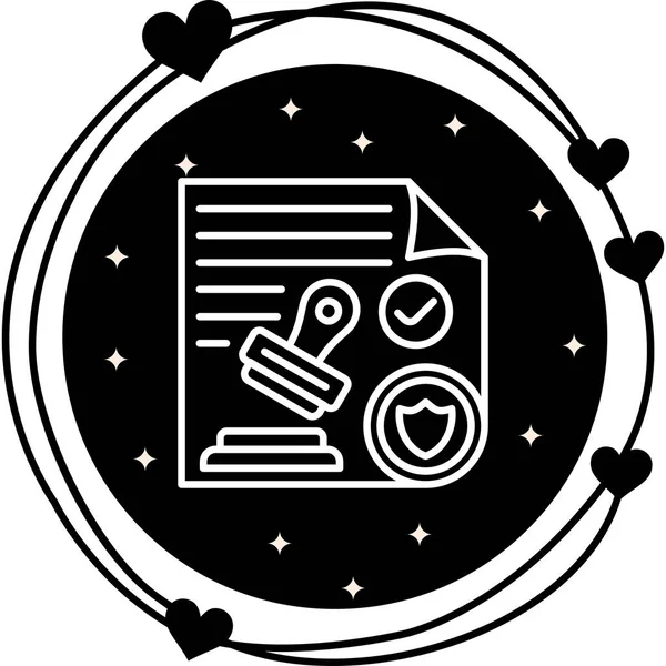 Damgalı bir belge, kontrol işareti ve koruyucu bir kalkan sembolü içeren yasal uyum grafikleri.