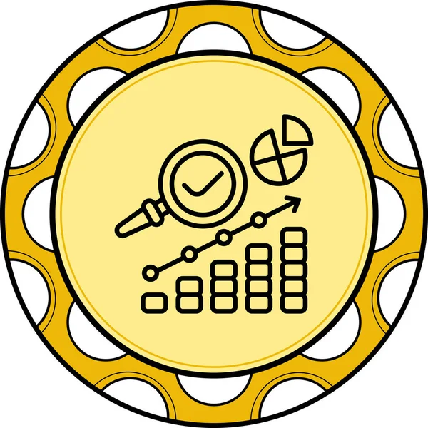 Kontrol işareti, pasta grafiği ve yükselen çubuk grafiği olan büyüteç çizimi.