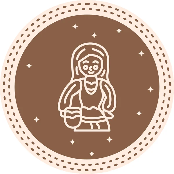 Ortaçağ kadın düz ikonu, vektör illüstrasyonu