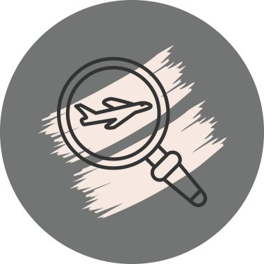 A simple airplane graphic icon with a question mark illustration suitable for travel apps or web pages.