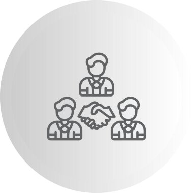 Dairesel simge insanların takım çalışmasını ve işbirliğini gösteriyor.