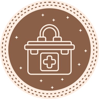 Bu tıbbi ilk yardım çantası çizimi haç ve saplı düz bir tasarım içeren uygulamalar veya web sayfaları için uygundur..