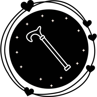 Bu tıbbi baston çizimi, taşınabilirlik yardımı için minimalist doğrusal tasarım içeren uygulamalar veya web sayfaları için uygundur..