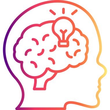 Thought Leadership simple line icon with human head and light bulb symbol