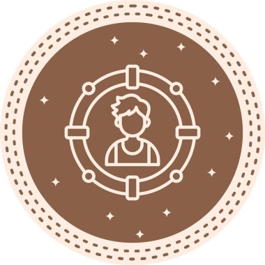 Profesyonel uygulamalar ya da web sayfaları için uygun dairesel çerçevede bir adamın basit bir çizgisi çizimi.