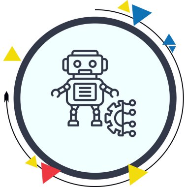Robot çizgi simgesi, vektör illüstrasyonu